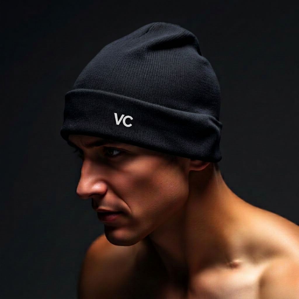 Voima Beanie — Ribbed beanie with a quiet VC mark.